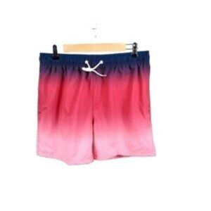 Mens Ombre Swim Trunks With Pockets In Raspberry Size Medium